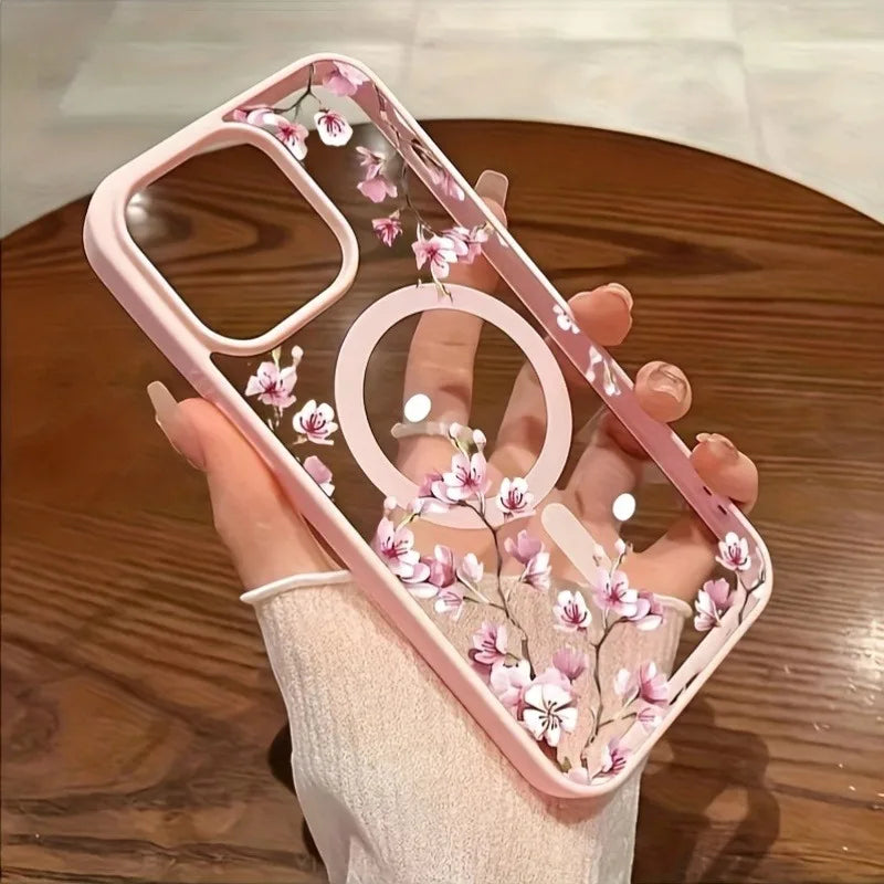 Pink Floral Magnetic Phone Case.