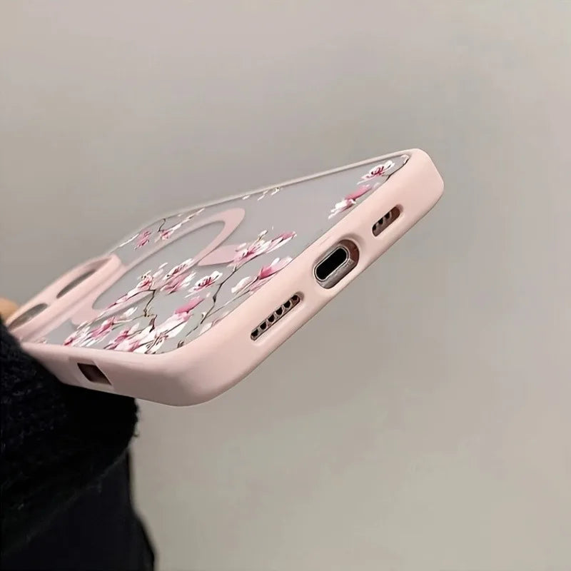 Pink Floral Magnetic Phone Case.