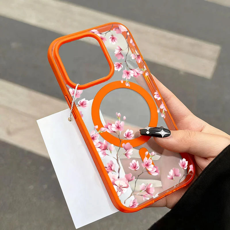 Pink Floral Magnetic Phone Case.