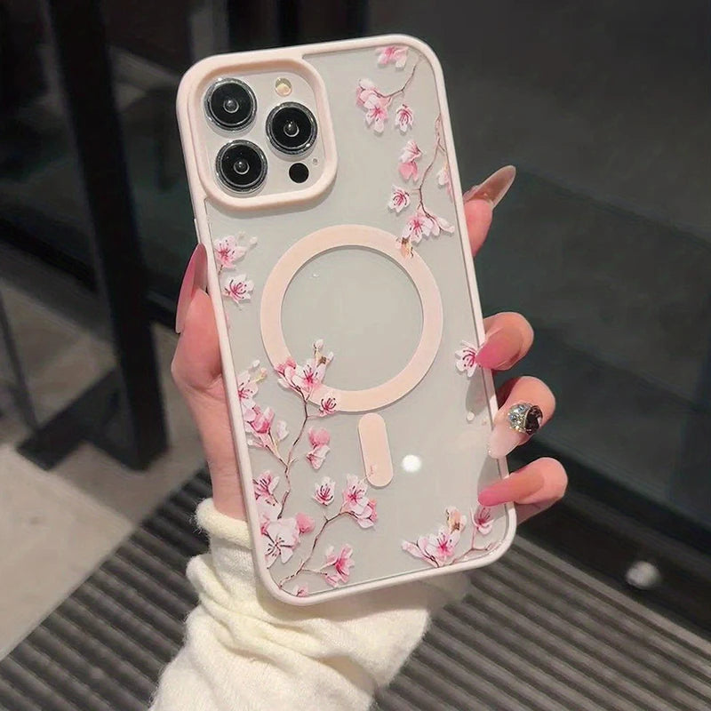 Pink Floral Magnetic Phone Case.