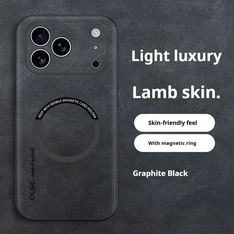 Magnetic Leather Charging Phone Case.
