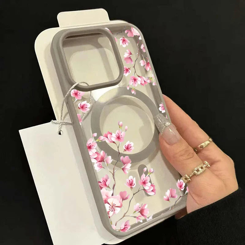 Pink Floral Magnetic Phone Case.