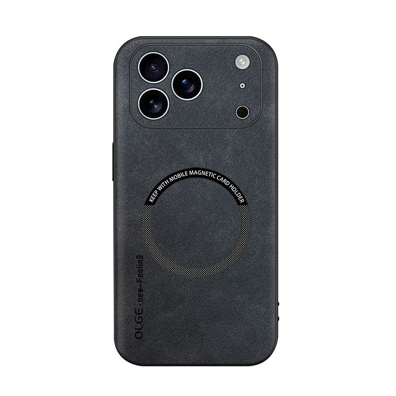 Magnetic Leather Charging Phone Case.