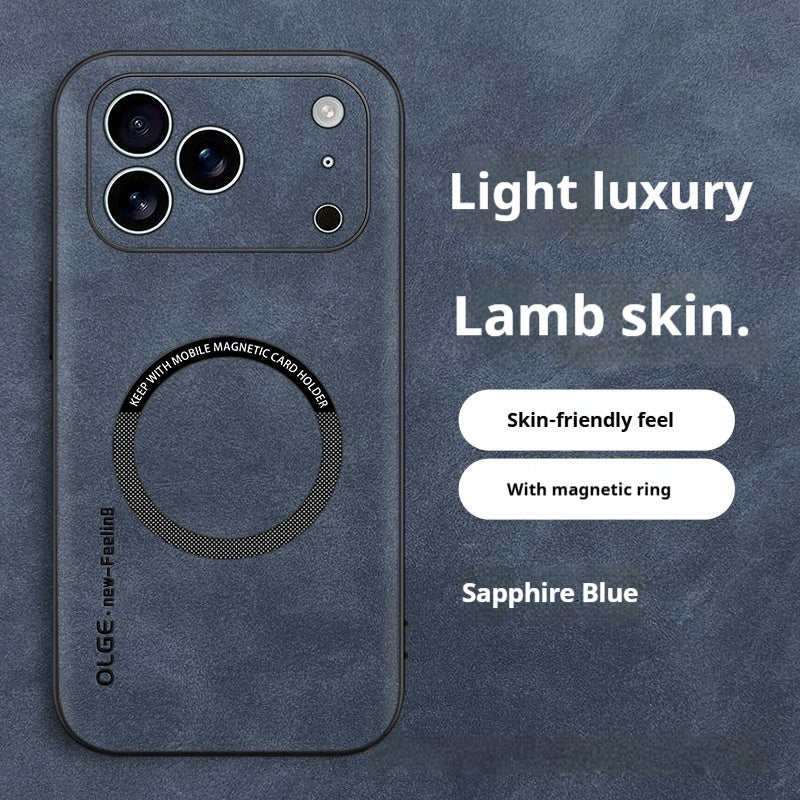 Magnetic Leather Charging Phone Case.