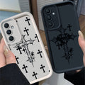 Black Cross Print Phone Case.